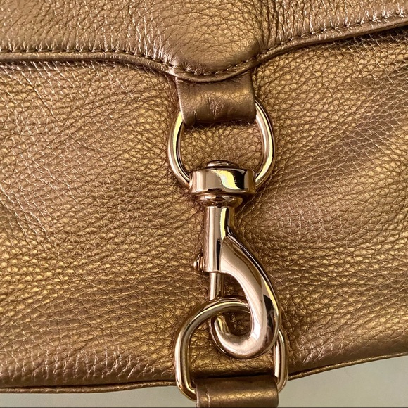 Rebecca Minkoff gold metallic leather with gold chain Daddy MAC purse EUC - Picture 7 of 15